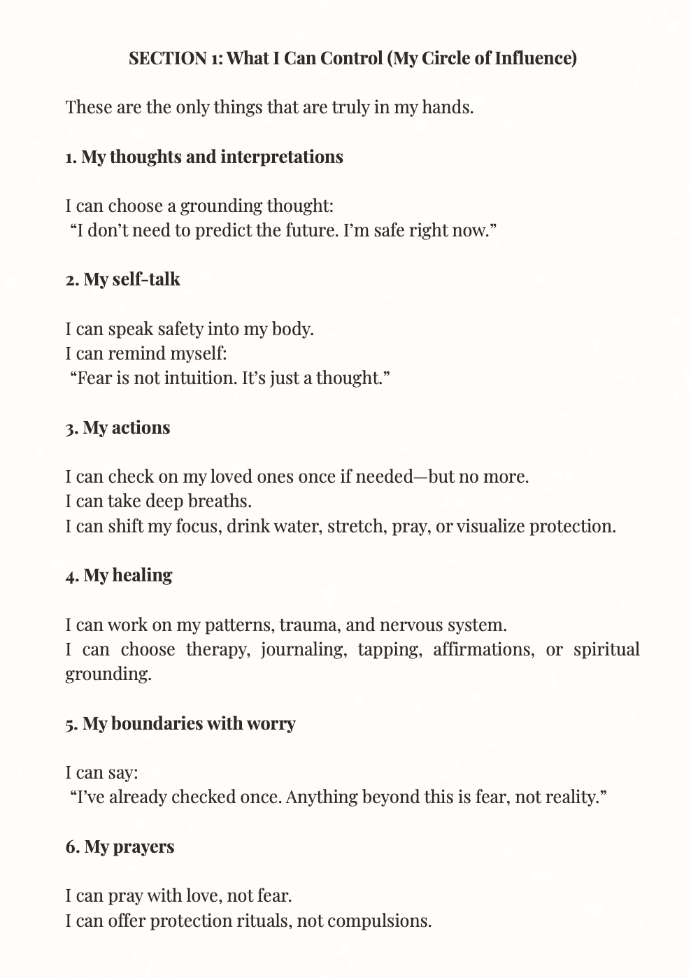 The Control Checklist